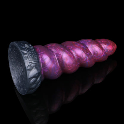 Alicorn the Unicorn dildo, Adrenaline colorway, rear base angle with reflection