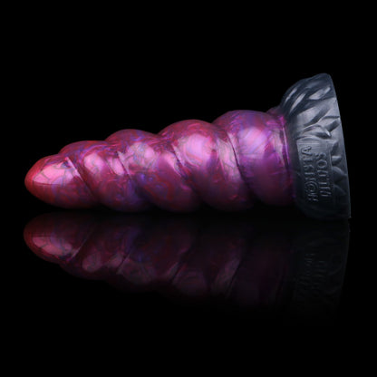 Alicorn the Unicorn dildo, Adrenaline colorway, side angle with reflection