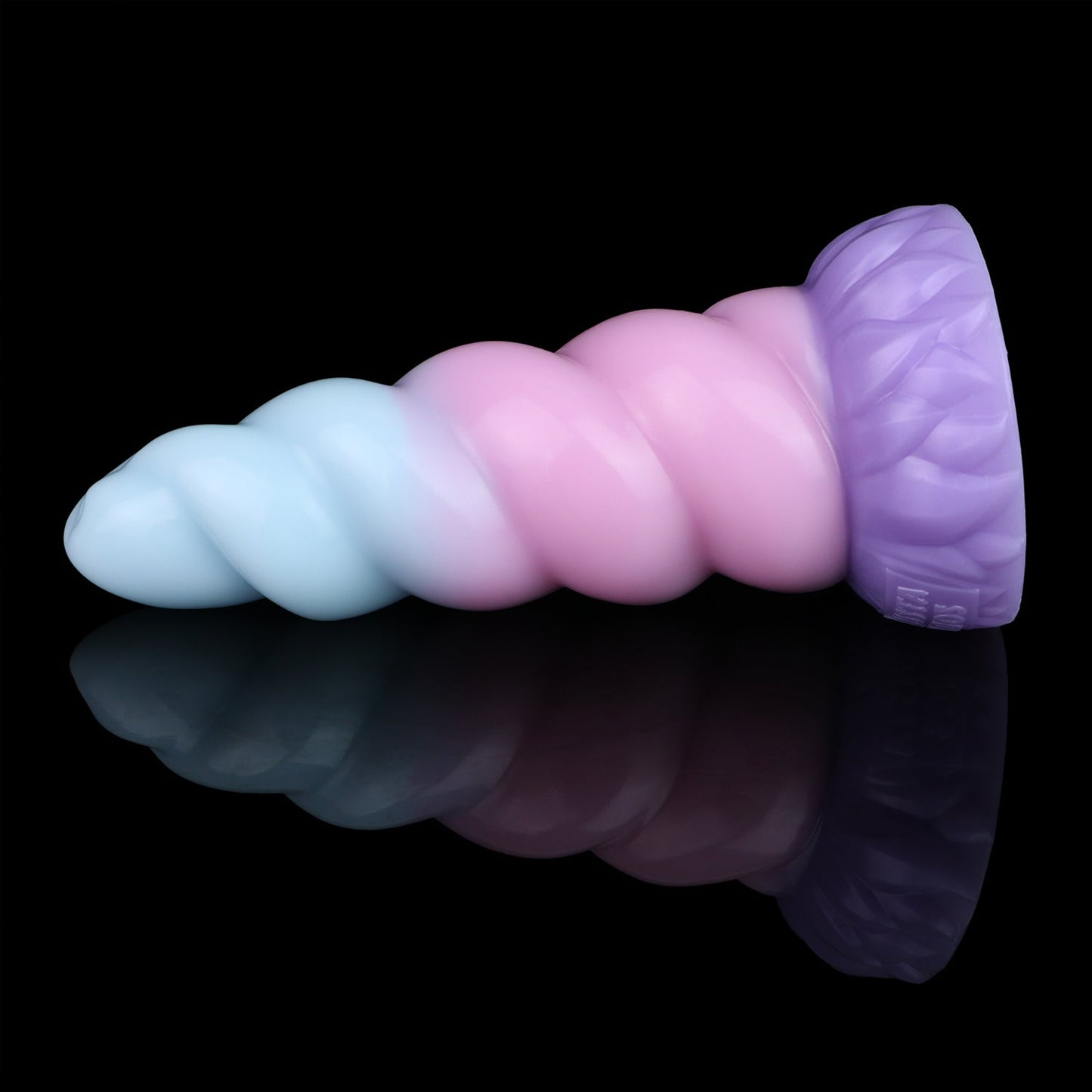 Alicorn the Unicorn dildo, Bubblegum colorway, side angle with reflection