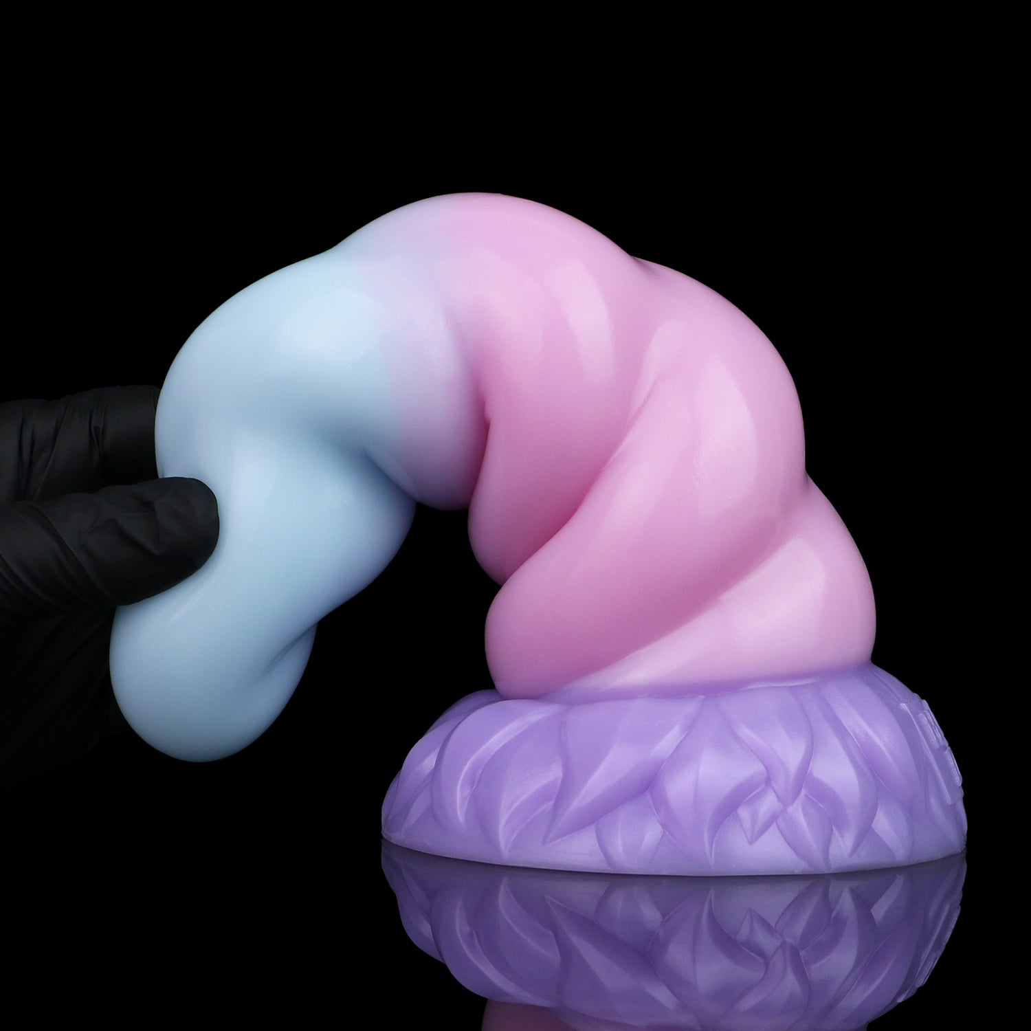 Alicorn the Unicorn dildo, Bubblegum colorway, flexibility and softness demonstration