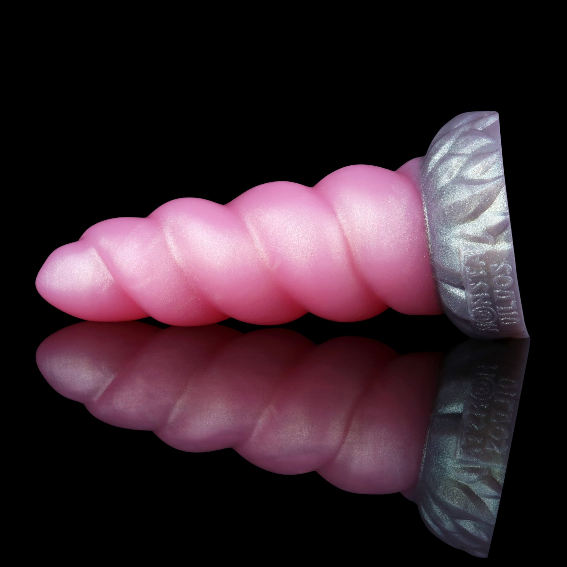 Alicorn the Unicorn dildo, Lick colorway, rear base angle with reflection