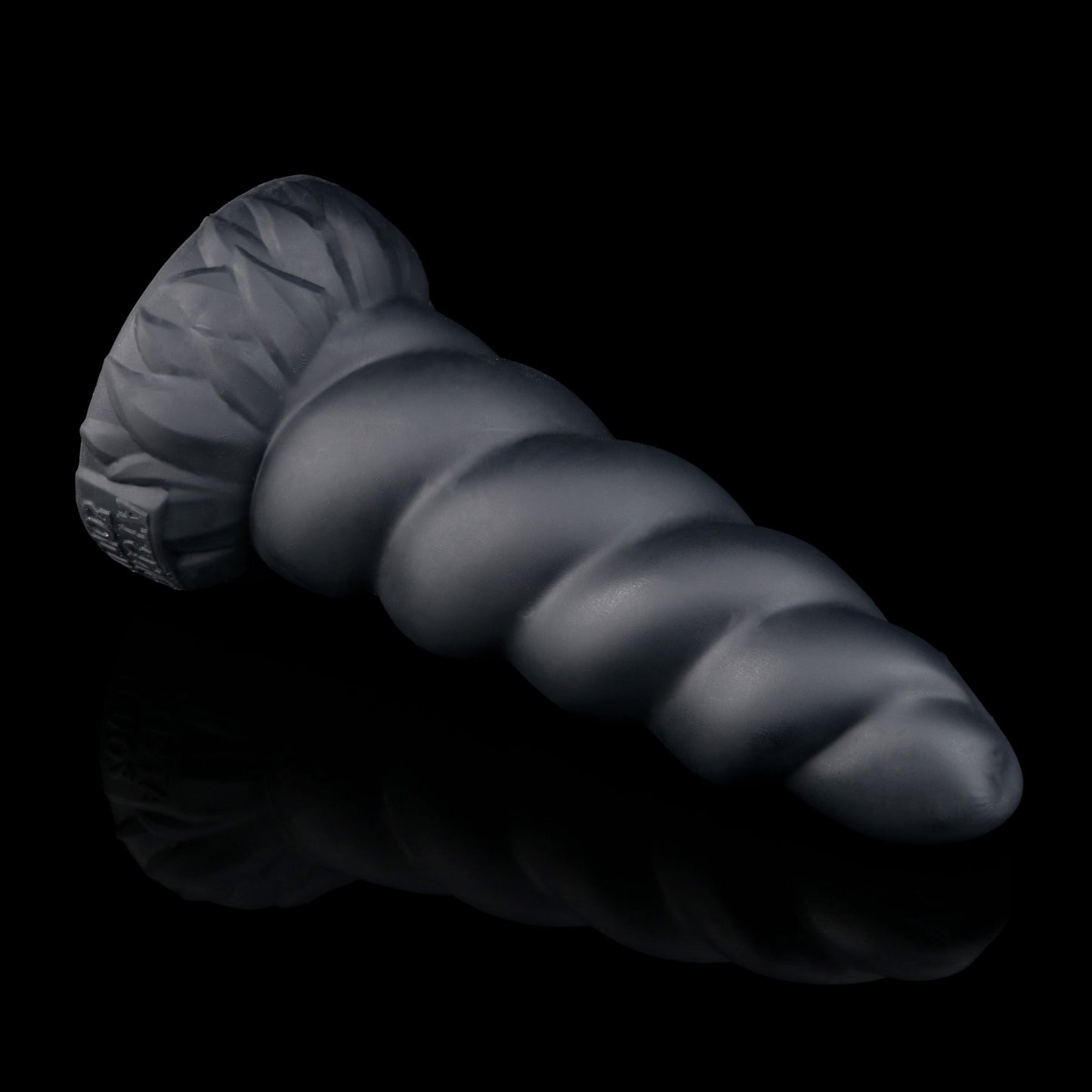 Alicorn the Unicorn dildo, Shadow colorway, spiral horn design, front view