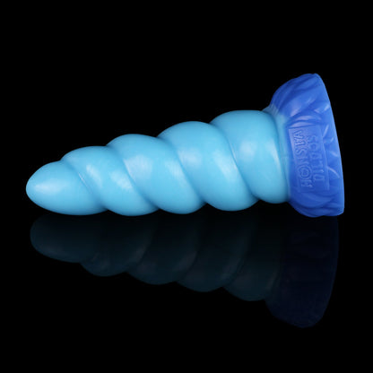 Alicorn the Unicorn dildo, Shock colorway, side angle with reflection
