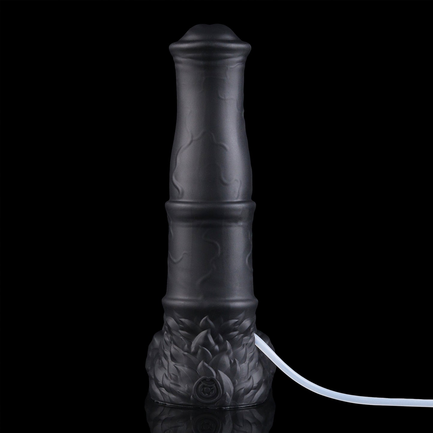 Aster the Swifthoof dildo, Shadow colorway, front view with squirting tube