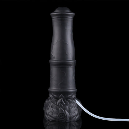 Aster the Swifthoof dildo, Shadow colorway, front view with squirting tube