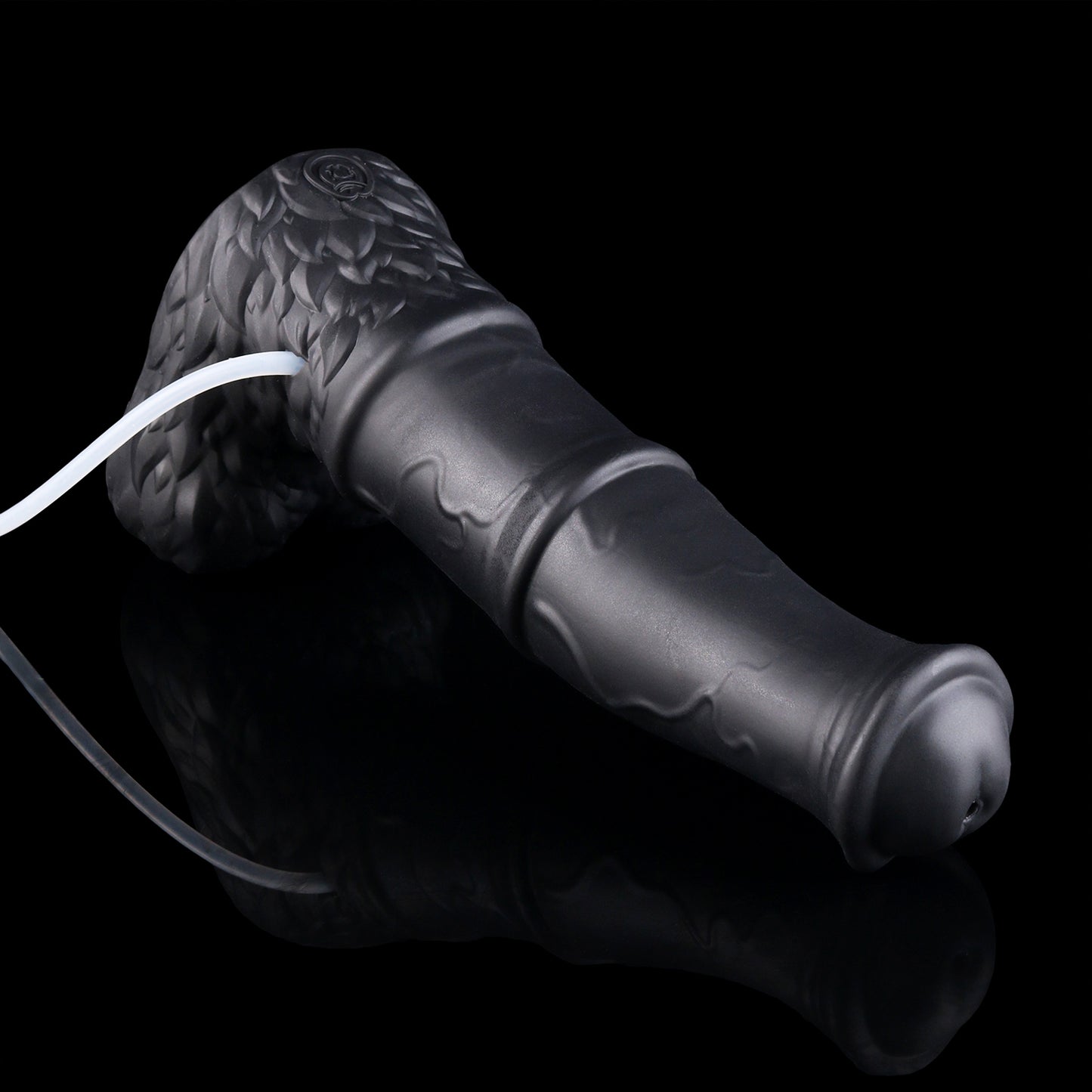 Aster the Swifthoof dildo, Shadow colorway, rear base angle with reflection