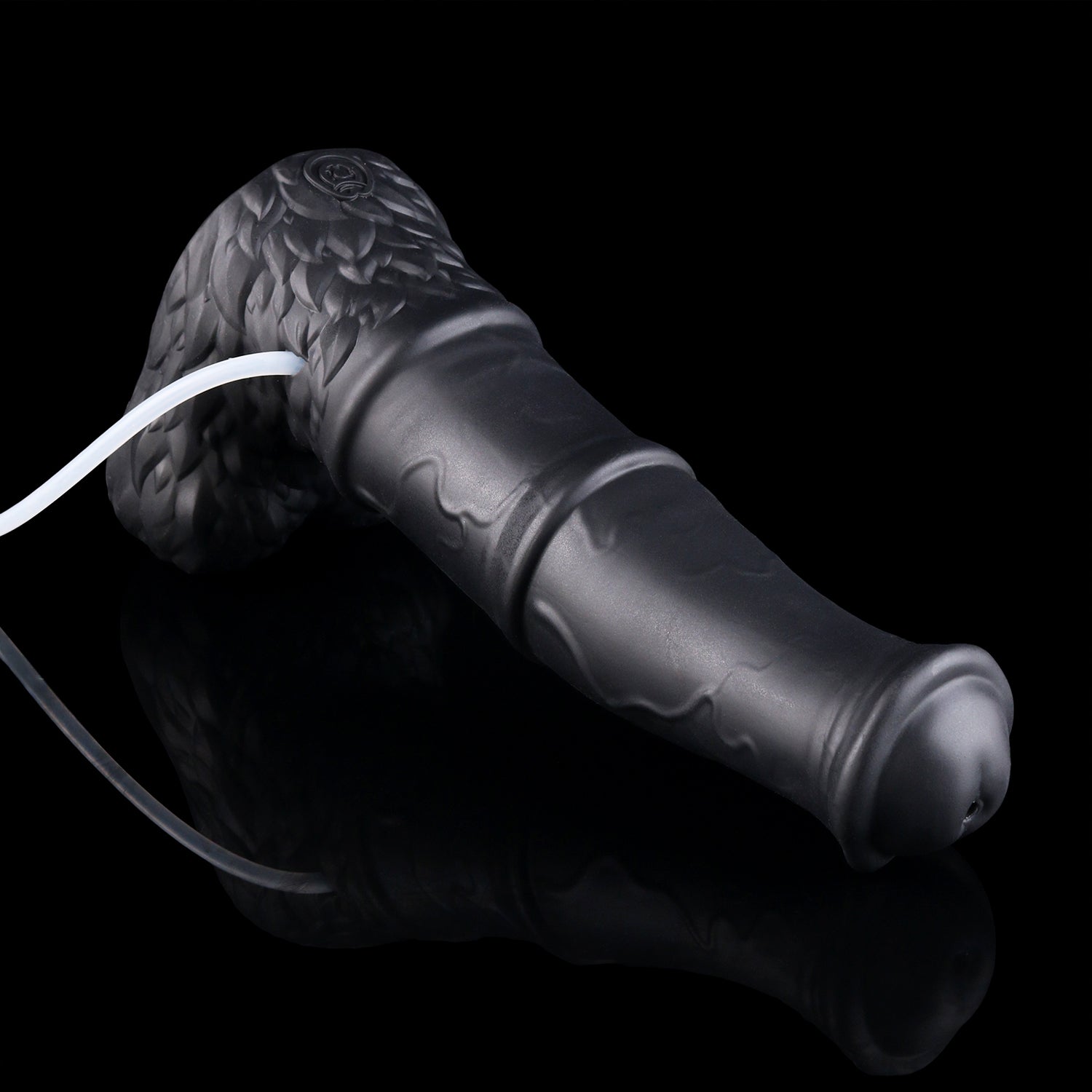 Aster the Swifthoof dildo, Shadow colorway, rear base angle with reflection
