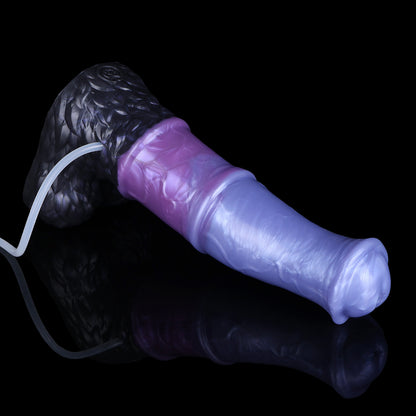 Aster the Swifthoof dildo, Spectre colorway, rear base angle with reflection