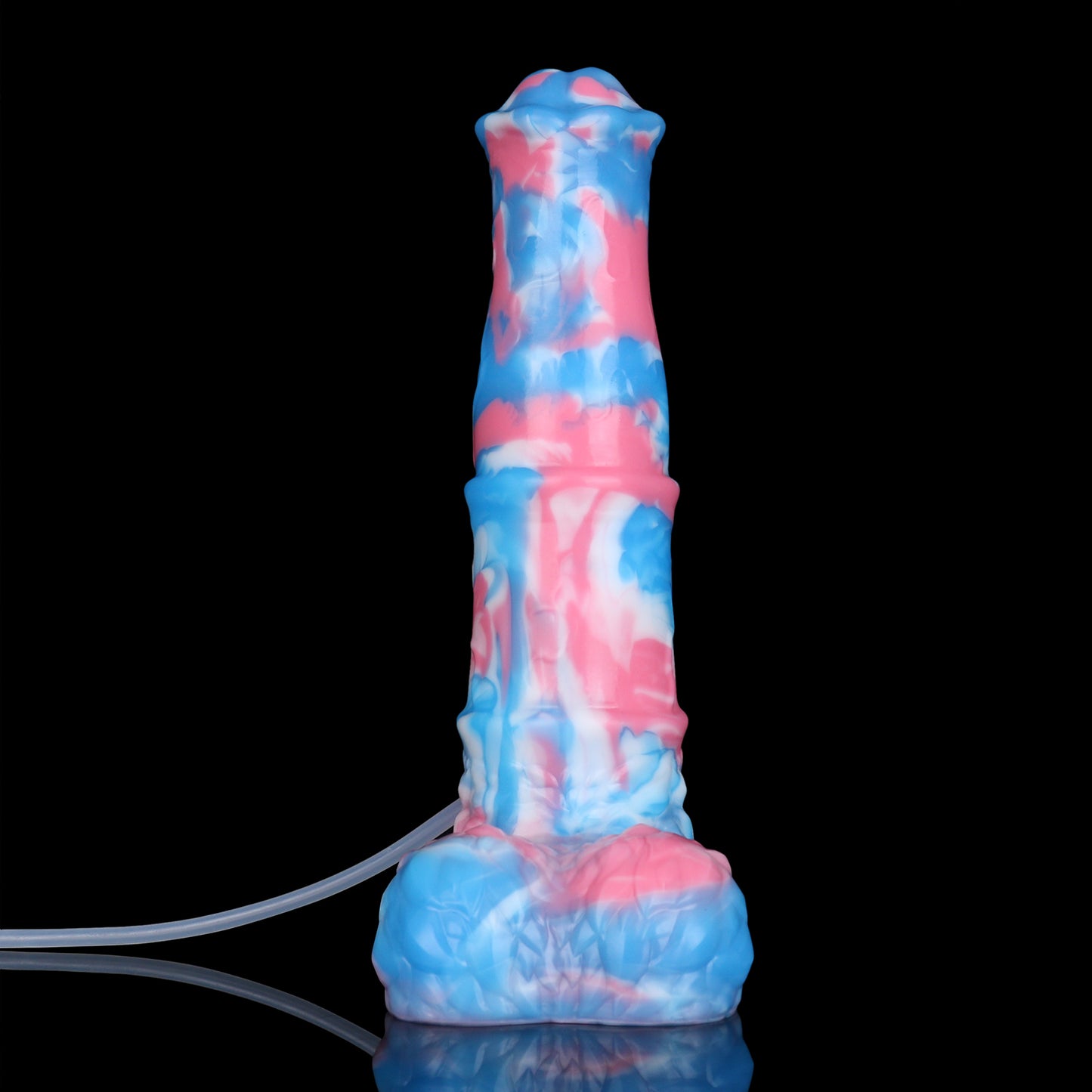 Aster the Swifthoof dildo, Trans Pride colorway, front standing view
