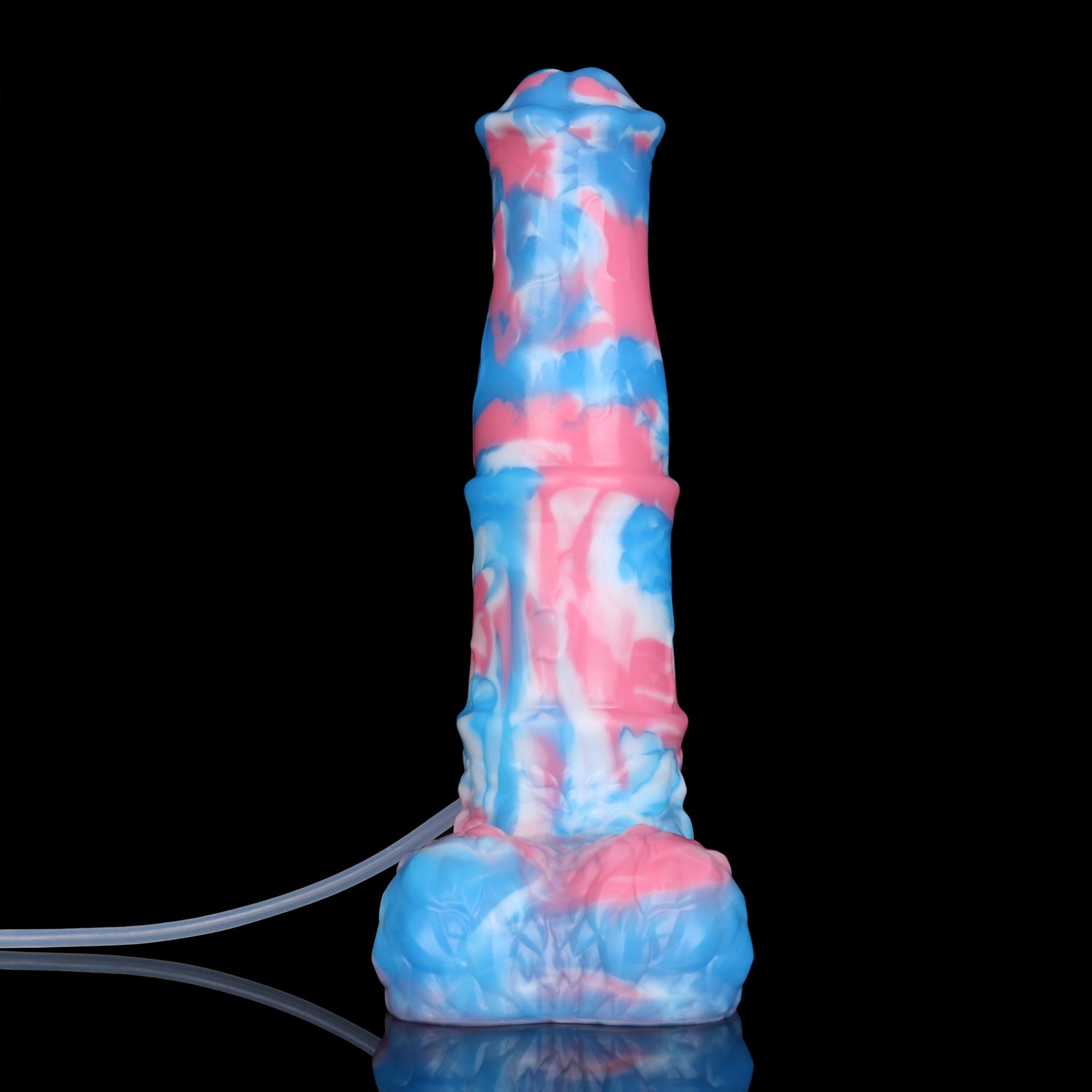 Aster the Swifthoof dildo, Trans Pride colorway, front standing view