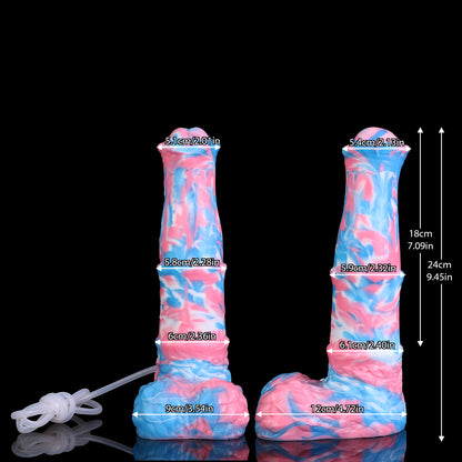 Aster the Swifthoof dildo, Trans Pride colorway, size and dimension chart