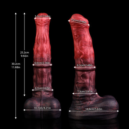 Atlas the Celestial Stallion dildo, Dusk colorway, size and dimension chart