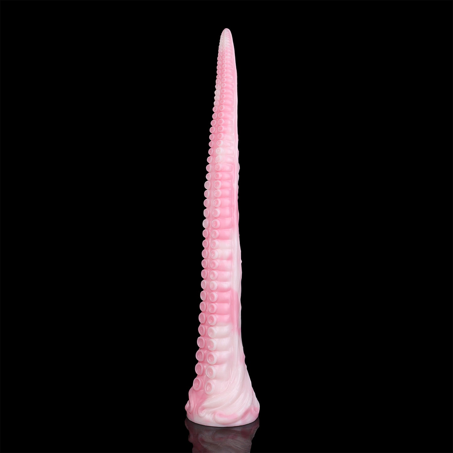 Coilor the Abyssal dildo, Fairy Floss colorway, ribbed texture upright view