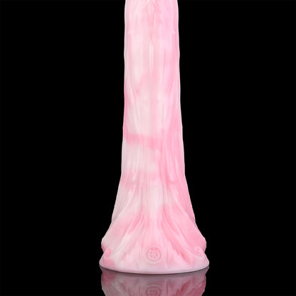 Coilor the Abyssal dildo, Fairy Floss colorway, close-up marbled shaft detail