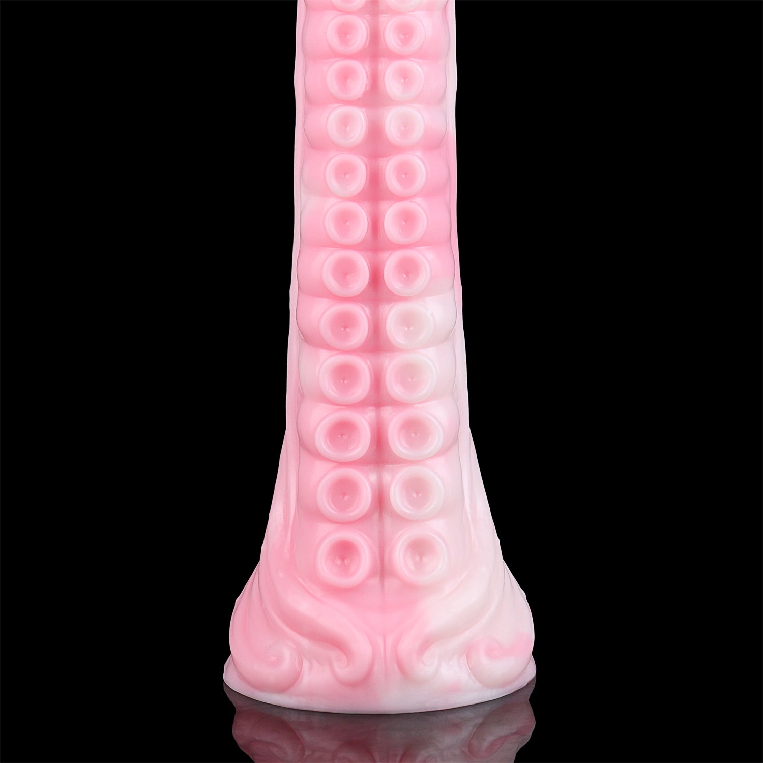 Coilor the Abyssal dildo, Fairy Floss colorway, close-up sucker texture detail