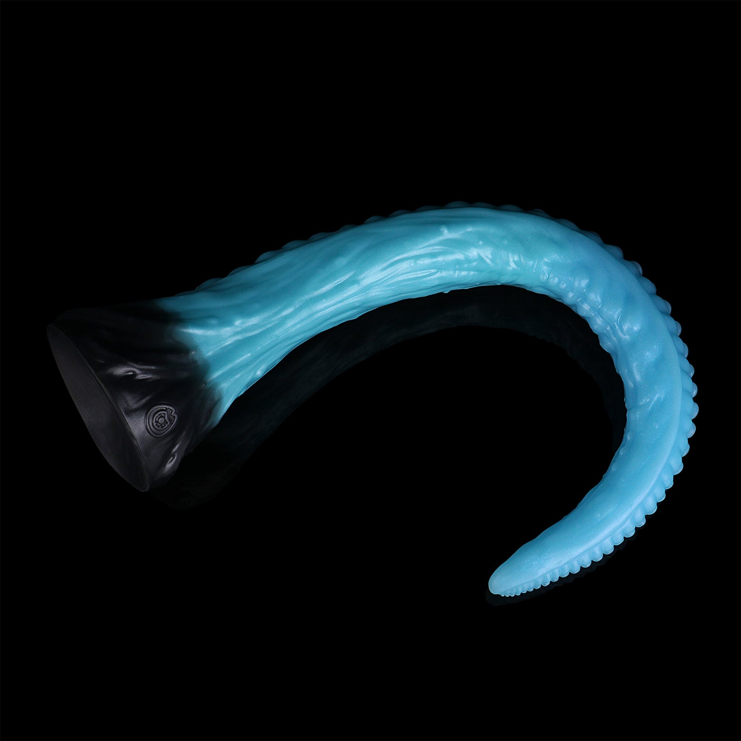 Coilor the Abyssal dildo, Pulse colorway, curled to demonstrate flexibility