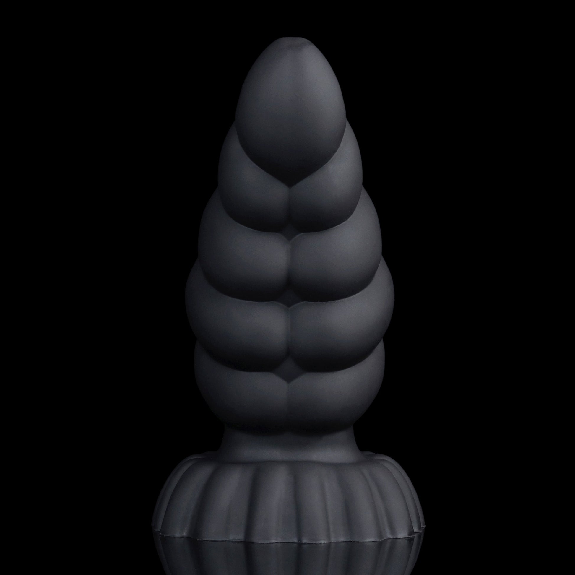Larval the Alien Spawn dildo, Shadow colorway, front-on view showing the tapered entry and broad ribbed base