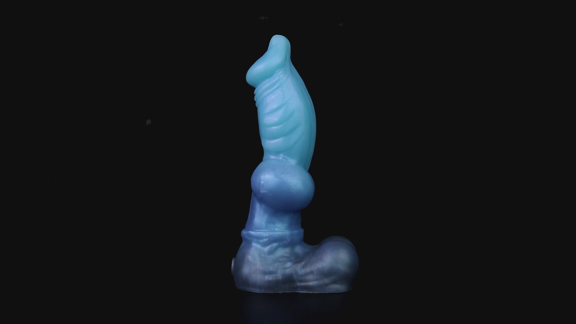Vulpes the Nightfox dildo, Arctic colorway, product video showing the piece standing upright on its rounded base