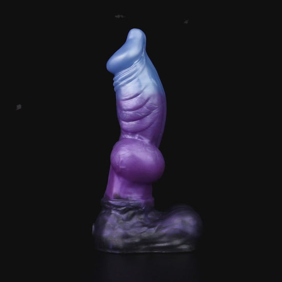 Vulpes the Nightfox dildo, Spectre colorway, product video showing the piece standing upright on its rounded base