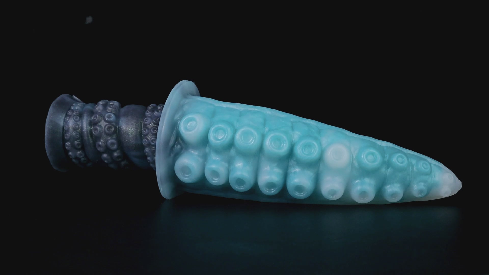 Moros the Deep One dildo, Abyss colorway, product video showing the sucker-textured tentacle and ergonomic handle