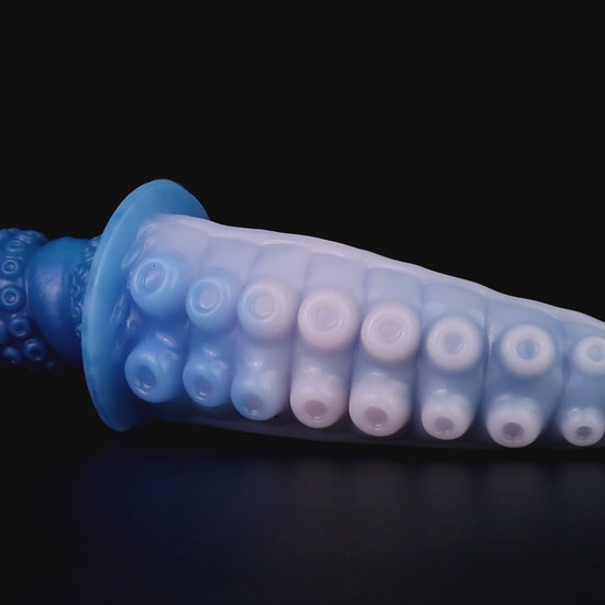 Moros the Deep One dildo, Flux colorway, product video showing the sucker-textured tentacle and ergonomic handle