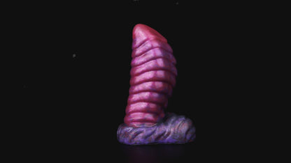 Kael the Dragonkin dildo, Adrenaline colorway, product video showing the piece standing on its scale-textured base