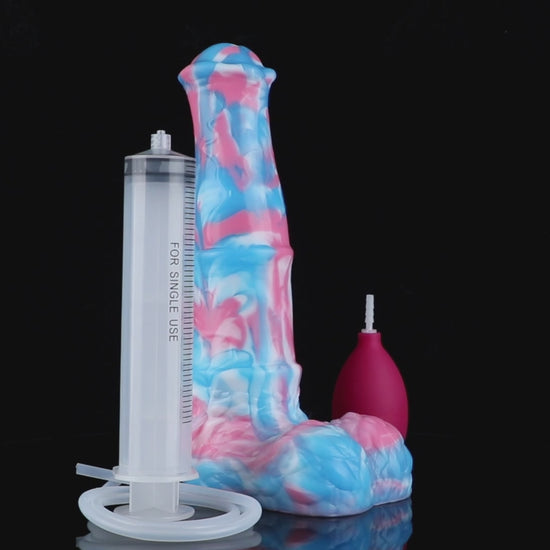 Aster the Swifthoof dildo, Trans Pride colorway, product demonstration video