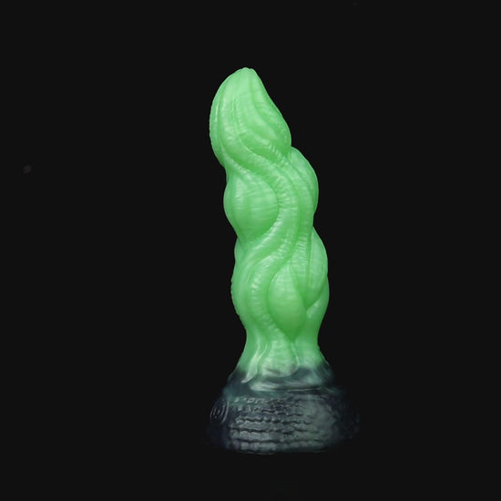 Lumen the Bloomborn dildo, Venom colorway, product video showing the piece standing upright on its base