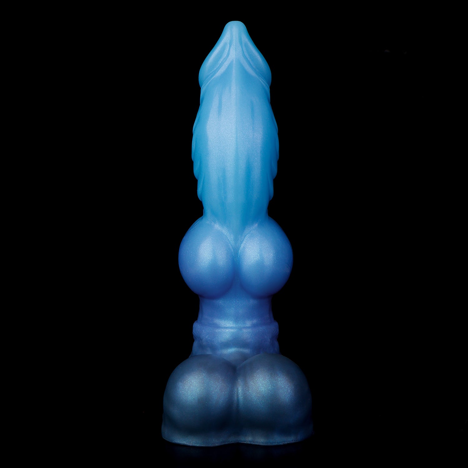 Vulpes the Nightfox dildo, Arctic colorway, front-on view showing the pronounced knot above the rounded base