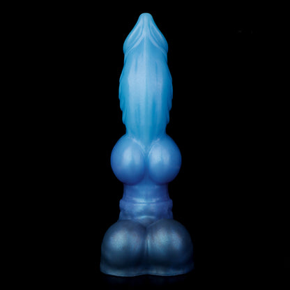 Vulpes the Nightfox dildo, Arctic colorway, front-on view showing the pronounced knot above the rounded base