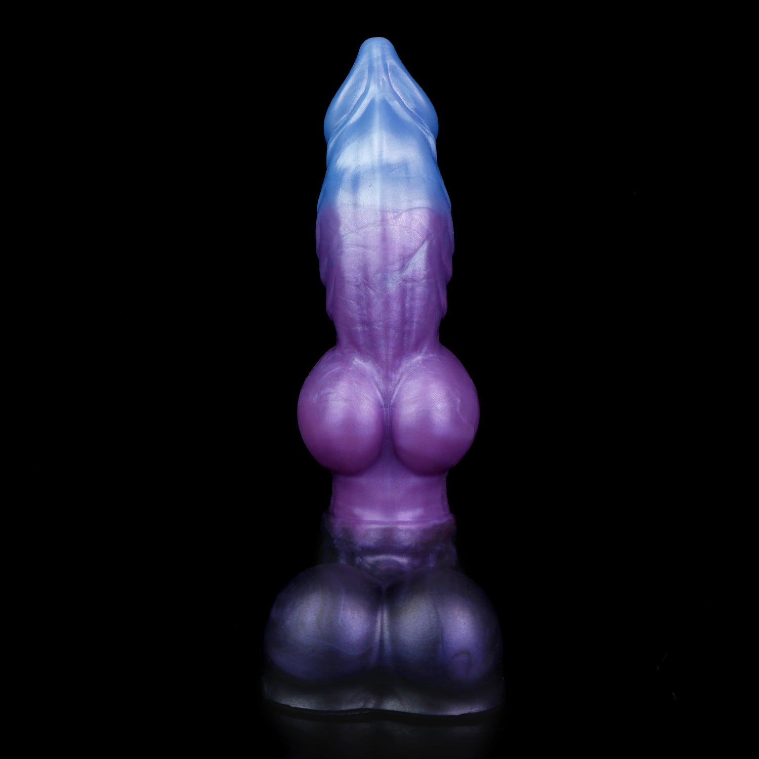 Vulpes the Nightfox dildo, Spectre colorway, front-on view showing the pronounced knot above the rounded base